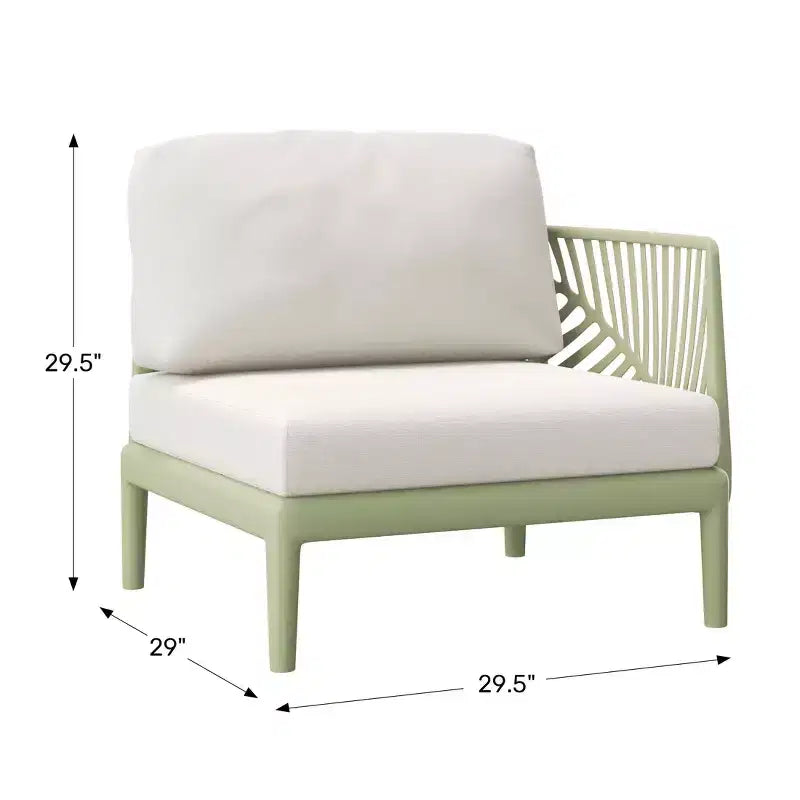 WestinTrends Playa Modern Outdoor Polypropylene Resin Right Arm Facing Deep Seating Sectional Chair, Green