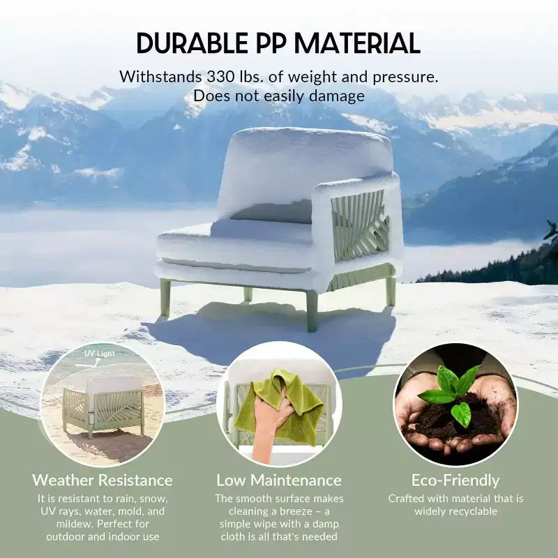 WestinTrends Playa Modern Outdoor Polypropylene Resin Right Arm Facing Deep Seating Sectional Chair, Green
