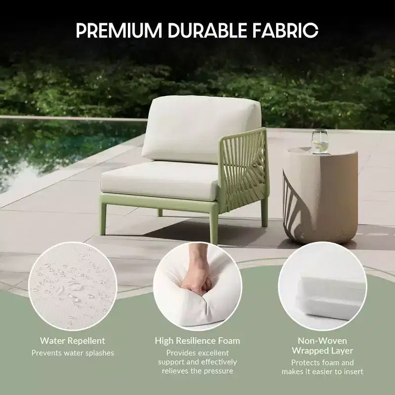 WestinTrends Playa Modern Outdoor Polypropylene Resin Right Arm Facing Deep Seating Sectional Chair, Green