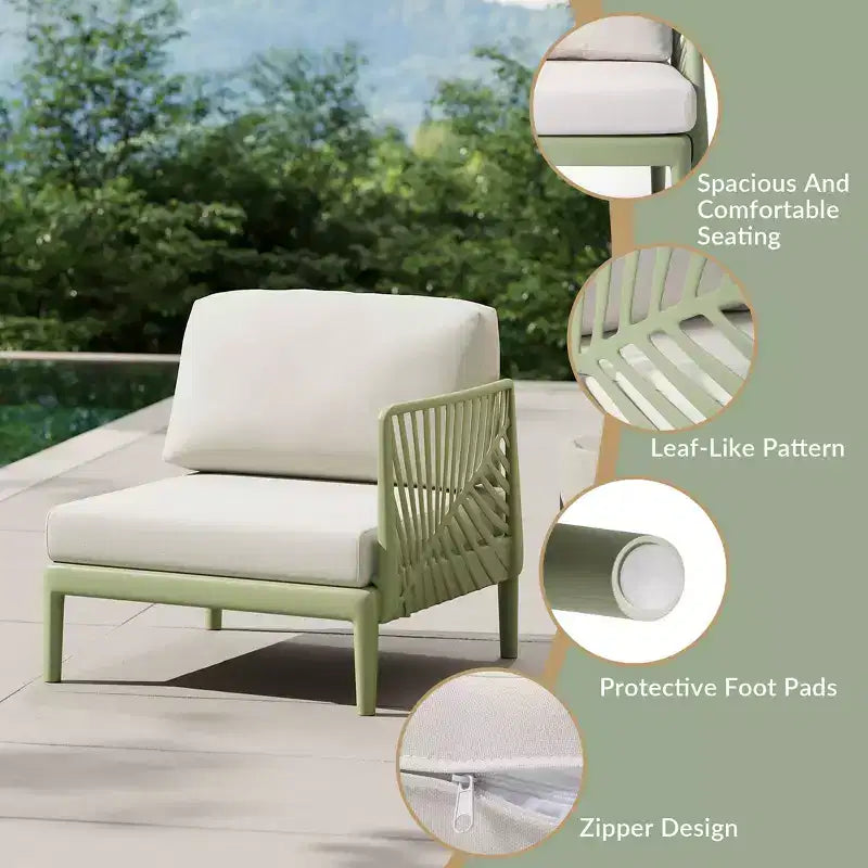 WestinTrends Playa Modern Outdoor Polypropylene Resin Right Arm Facing Deep Seating Sectional Chair, Green