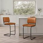 Sgabello da bar Art Leon in similpelle ad altezza bancone con struttura in metallo, set da 2