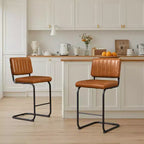 Sgabello da bar Art Leon in similpelle ad altezza bancone con struttura in metallo, set da 2