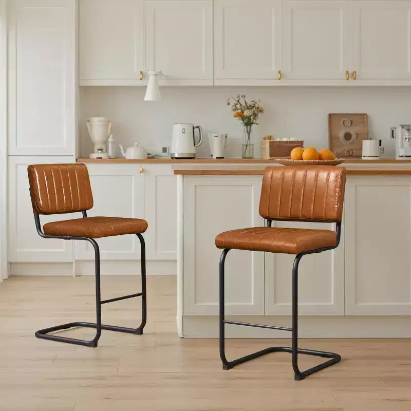 Sgabello da bar Art Leon in similpelle ad altezza bancone con struttura in metallo, set da 2