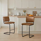 Sgabello da bar Art Leon in similpelle ad altezza bancone con struttura in metallo, set da 2