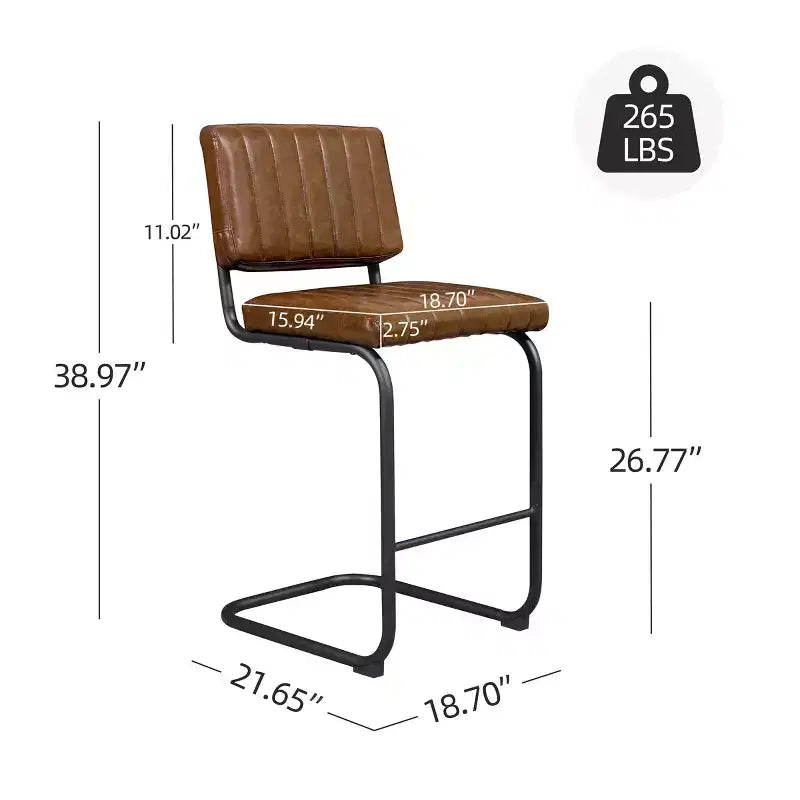 Sgabello da bar Art Leon in similpelle ad altezza bancone con struttura in metallo, set da 2