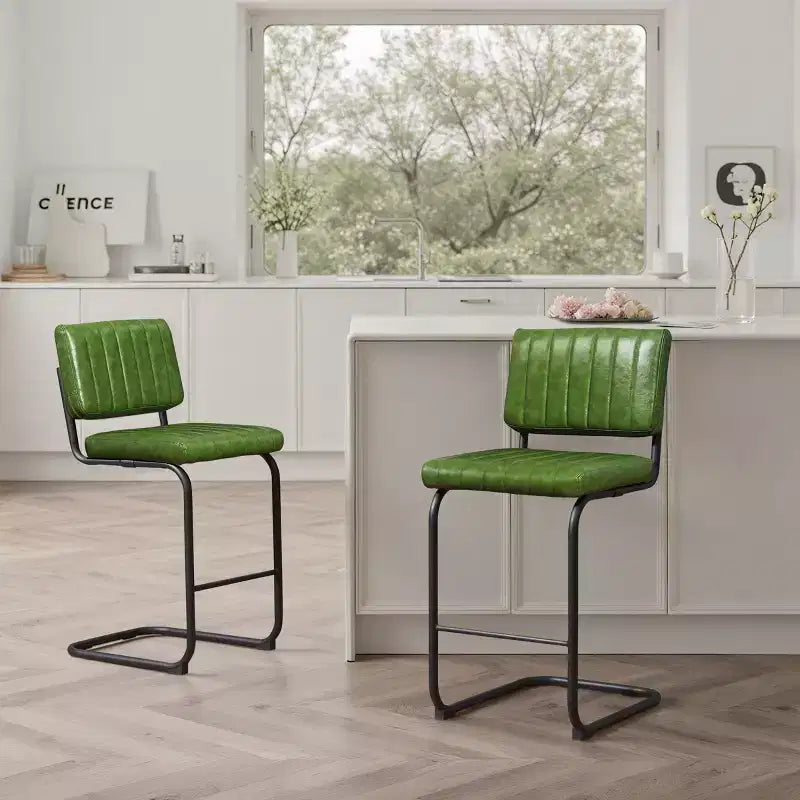 Sgabello da bar Art Leon in similpelle ad altezza bancone con struttura in metallo, set da 2