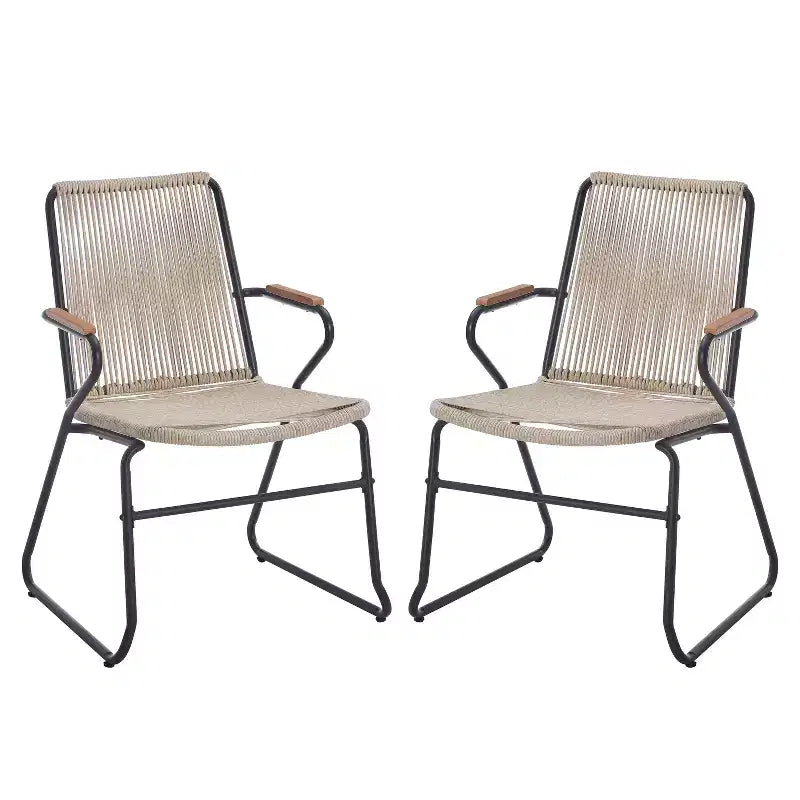 Christopher Knight Home Brook Modern Outdoor Iron and Rope Weave Club Chairs (Set of 2)