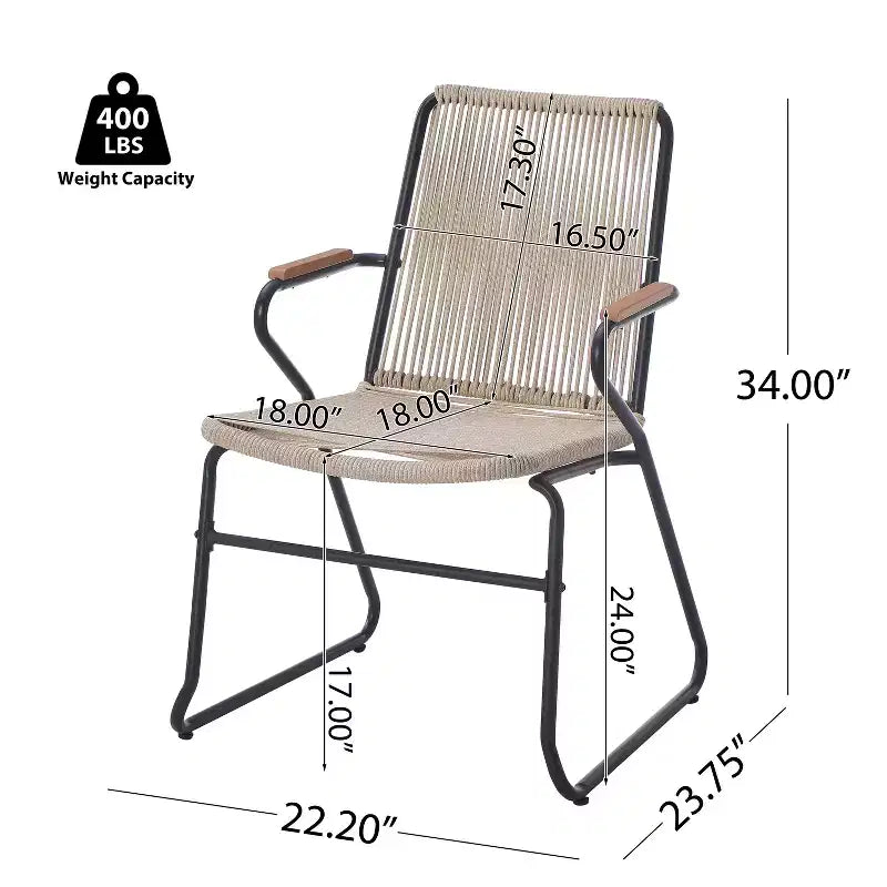 Christopher Knight Home Brook Modern Outdoor Iron and Rope Weave Club Chairs (Set of 2)