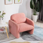 Okak Fine Minimalist Accent Chair Teddy Fleece Armchair with Cozy Soft Pillow Single Sofa Chair for Living Room Study Bedroom