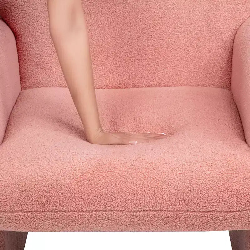 Okak Fine Minimalist Accent Chair Teddy Fleece Armchair with Cozy Soft Pillow Single Sofa Chair for Living Room Study Bedroom
