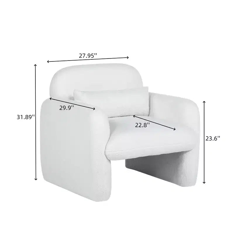 Okak Fine Minimalist Accent Chair Teddy Fleece Armchair with Cozy Soft Pillow Single Sofa Chair for Living Room Study Bedroom