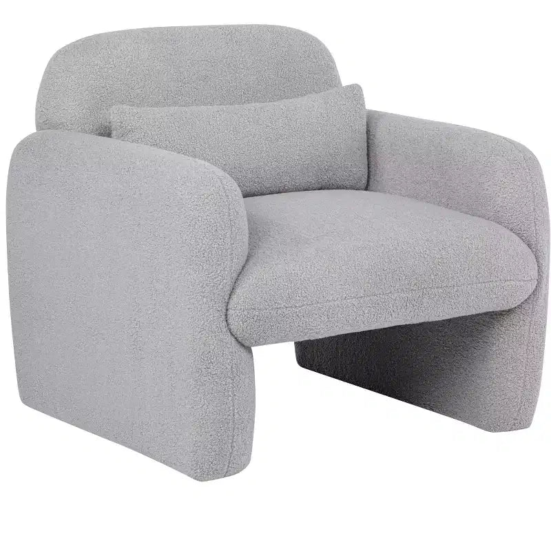 Okak Fine Minimalist Accent Chair Teddy Fleece Armchair with Cozy Soft Pillow Single Sofa Chair for Living Room Study Bedroom