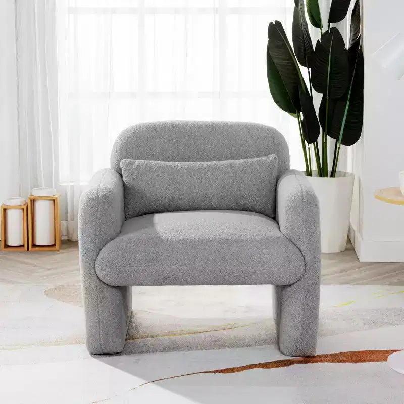 Okak Poltrona Accent Minimalista Fine in Pile Teddy, Poltrona con Comodo Cuscino Morbido, Poltrona Singola per Soggiorno Studio Camera da Letto
