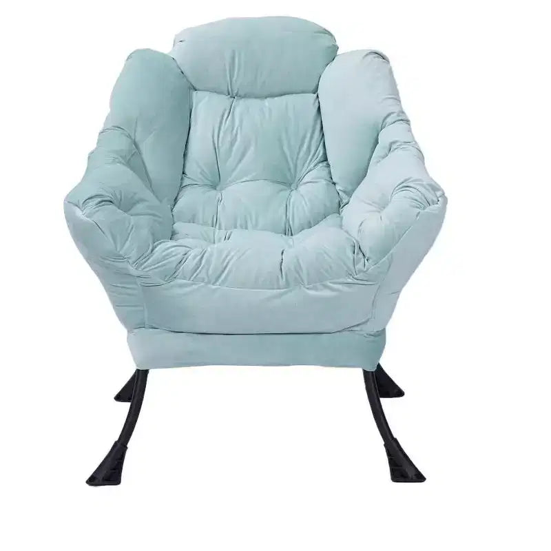 Okak Accent Chair Cotton Fabric Lazy Chair with Upholstered Side Pocket Armchair Leisure Sofa Chair with Steel Frame