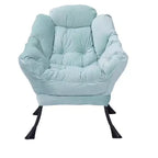 Okak Accent Chair Cotton Fabric Lazy Chair with Upholstered Side Pocket Armchair Leisure Sofa Chair with Steel Frame
