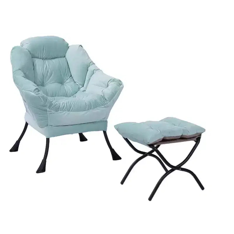 Okak Accent Chair Cotton Fabric Lazy Chair with Upholstered Side Pocket Armchair Leisure Sofa Chair with Steel Frame