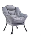 Okak Accent Chair Cotton Fabric Lazy Chair with Upholstered Side Pocket Armchair Leisure Sofa Chair with Steel Frame