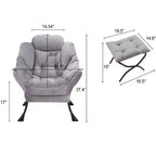 Okak Accent Chair Cotton Fabric Lazy Chair with Upholstered Side Pocket Armchair Leisure Sofa Chair with Steel Frame