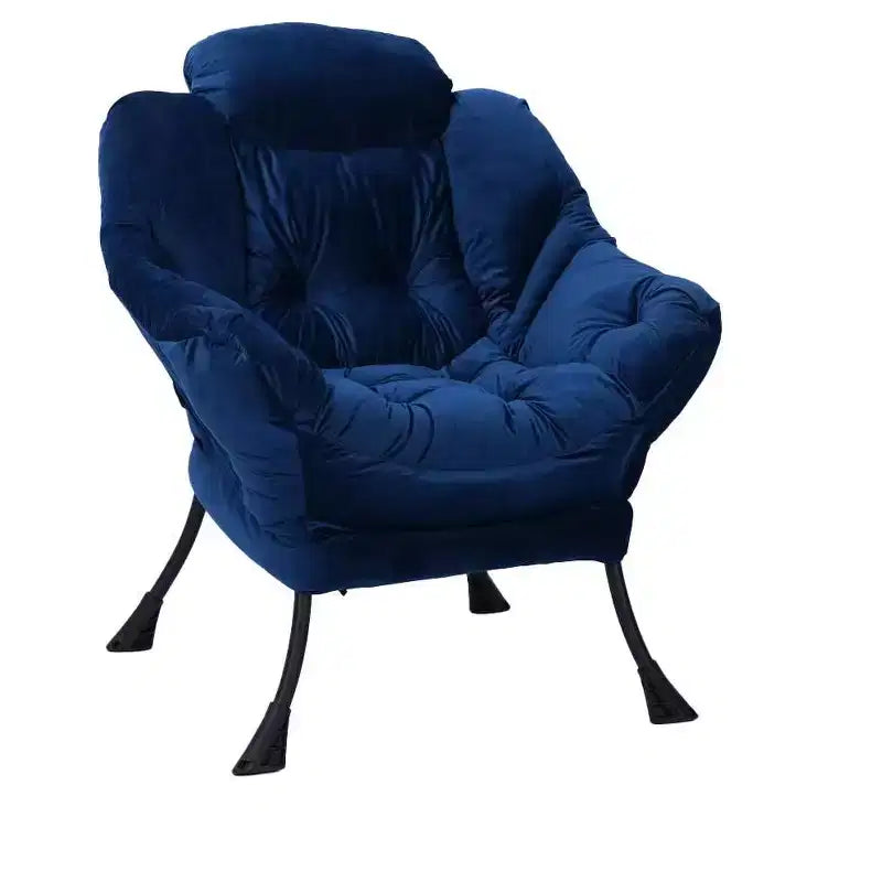 Okak Accent Chair Cotton Fabric Lazy Chair with Upholstered Side Pocket Armchair Leisure Sofa Chair with Steel Frame