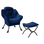 Okak Accent Chair Cotton Fabric Lazy Chair with Upholstered Side Pocket Armchair Leisure Sofa Chair with Steel Frame