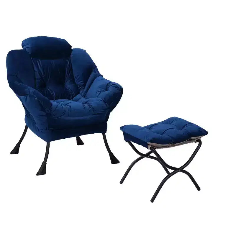 Okak Accent Chair Cotton Fabric Lazy Chair with Upholstered Side Pocket Armchair Leisure Sofa Chair with Steel Frame