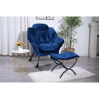 Okak Accent Chair Cotton Fabric Lazy Chair with Upholstered Side Pocket Armchair Leisure Sofa Chair with Steel Frame