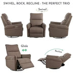 Okak Power Rocking Recliner Chair with Side Pocket 270 Swivel Electric Accent Chair Small Sofa for Living Room Bedroom Home Theater