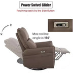 Okak Power Rocking Recliner Chair with Side Pocket 270 Swivel Electric Accent Chair Small Sofa for Living Room Bedroom Home Theater