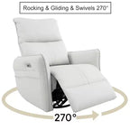 Okak Power Rocking Recliner Chair with Side Pocket 270 Swivel Electric Accent Chair Small Sofa for Living Room Bedroom Home Theater