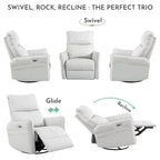 Okak Power Rocking Recliner Chair with Side Pocket 270 Swivel Electric Accent Chair Small Sofa for Living Room Bedroom Home Theater