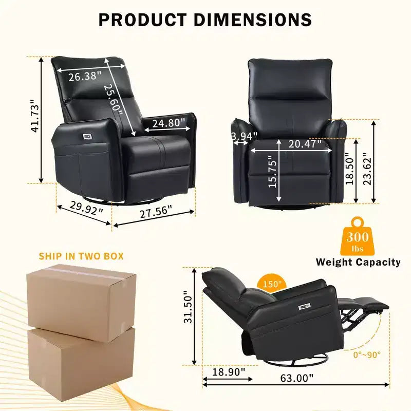 Okak Power Rocking Recliner Chair with Side Pocket 270 Swivel Electric Accent Chair Small Sofa for Living Room Bedroom Home Theater