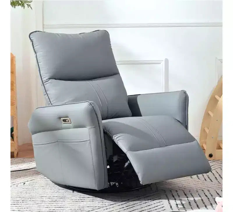 Okak Poltrona Reclinabile Girevole Elettrica Power Rocking con Tasca Laterale e Rotazione di 270 Gradi, Divano Piccolo per Soggiorno, Camera da Letto, Home Theater