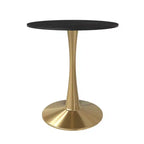 LeisureMod Bristol 27 Round Dining Table  Sintered Stone Top Accent Caf Table & Sturdy Steel Gold Pedestal Base for Kitchen and Small Spaces