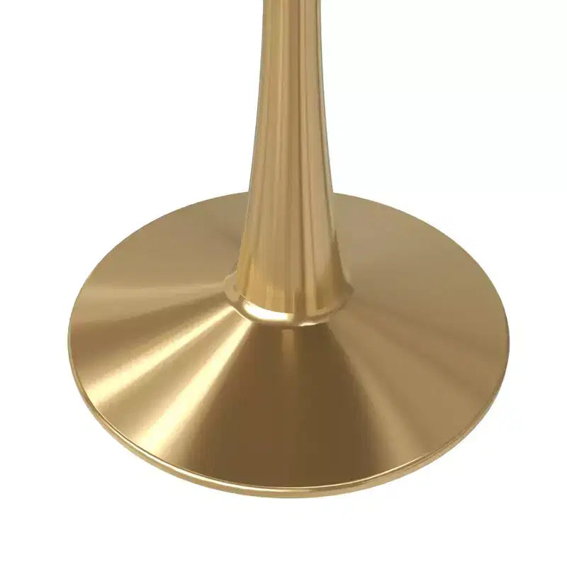 LeisureMod Bristol 27 Round Dining Table  Sintered Stone Top Accent Caf Table & Sturdy Steel Gold Pedestal Base for Kitchen and Small Spaces