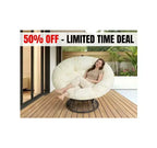 Home Imports Emporium Poltrona Papasan in Vimini con Cuscino Oversize e Base Girevole Sedia a Sfera per Interni da Camera da Letto o Patio Coperto
