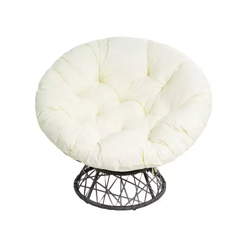 Home Imports Emporium Poltrona Papasan in Vimini con Cuscino Oversize e Base Girevole Sedia a Sfera per Interni da Camera da Letto o Patio Coperto