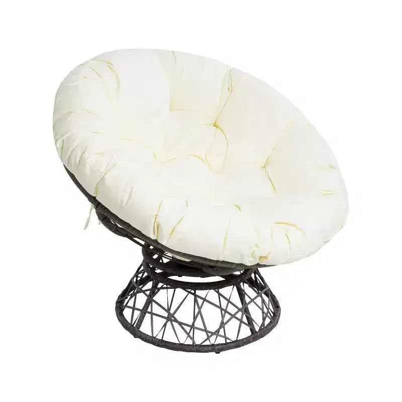 Home Imports Emporium Poltrona Papasan in Vimini con Cuscino Oversize e Base Girevole Sedia a Sfera per Interni da Camera da Letto o Patio Coperto