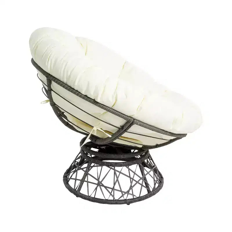 Home Imports Emporium Poltrona Papasan in Vimini con Cuscino Oversize e Base Girevole Sedia a Sfera per Interni da Camera da Letto o Patio Coperto