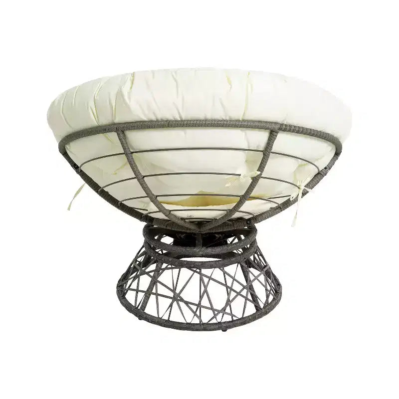 Home Imports Emporium Poltrona Papasan in Vimini con Cuscino Oversize e Base Girevole Sedia a Sfera per Interni da Camera da Letto o Patio Coperto