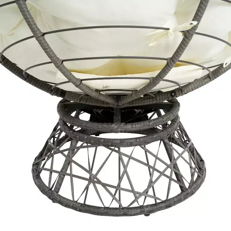 Home Imports Emporium Poltrona Papasan in Vimini con Cuscino Oversize e Base Girevole Sedia a Sfera per Interni da Camera da Letto o Patio Coperto