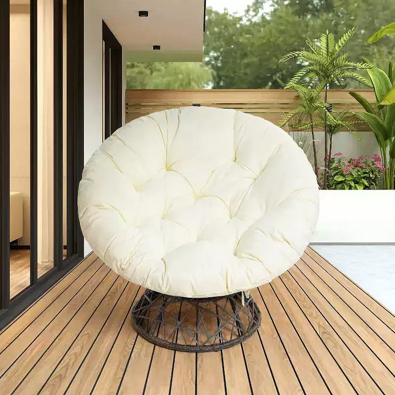 Home Imports Emporium Poltrona Papasan in Vimini con Cuscino Oversize e Base Girevole Sedia a Sfera per Interni da Camera da Letto o Patio Coperto