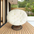 Home Imports Emporium Poltrona Papasan in Vimini con Cuscino Oversize e Base Girevole Sedia a Sfera per Interni da Camera da Letto o Patio Coperto