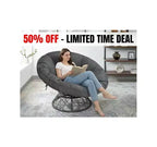 Home Imports Emporium Poltrona Papasan in Vimini con Cuscino Oversize e Base Girevole Sedia a Sfera per Interni da Camera da Letto o Patio Coperto