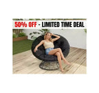 Home Imports Emporium Poltrona Papasan in Vimini con Cuscino Oversize e Base Girevole Sedia a Sfera per Interni da Camera da Letto o Patio Coperto