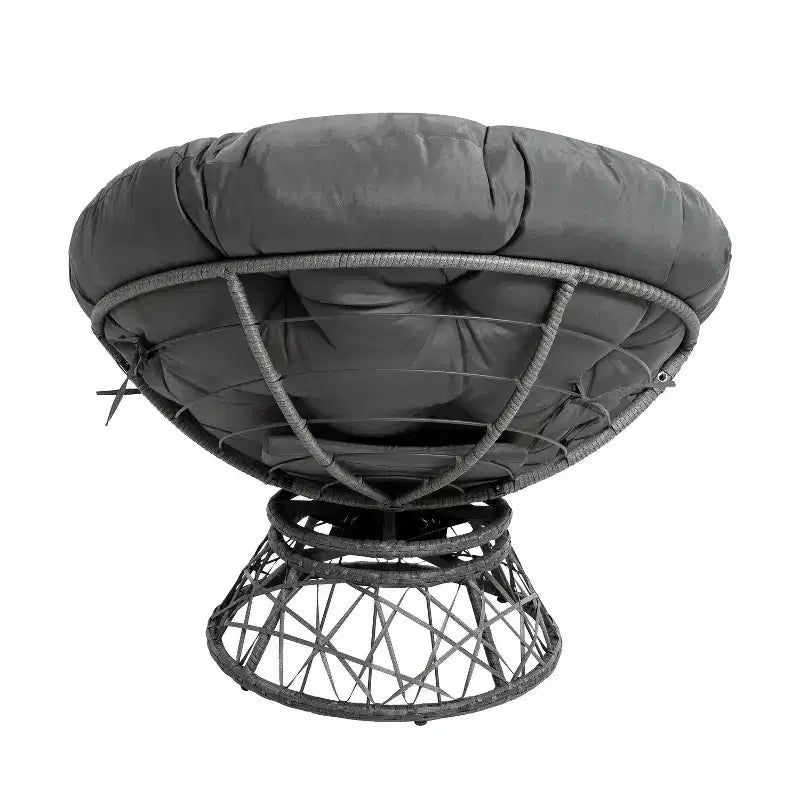 Home Imports Emporium Poltrona Papasan in Vimini con Cuscino Oversize e Base Girevole Sedia a Sfera per Interni da Camera da Letto o Patio Coperto