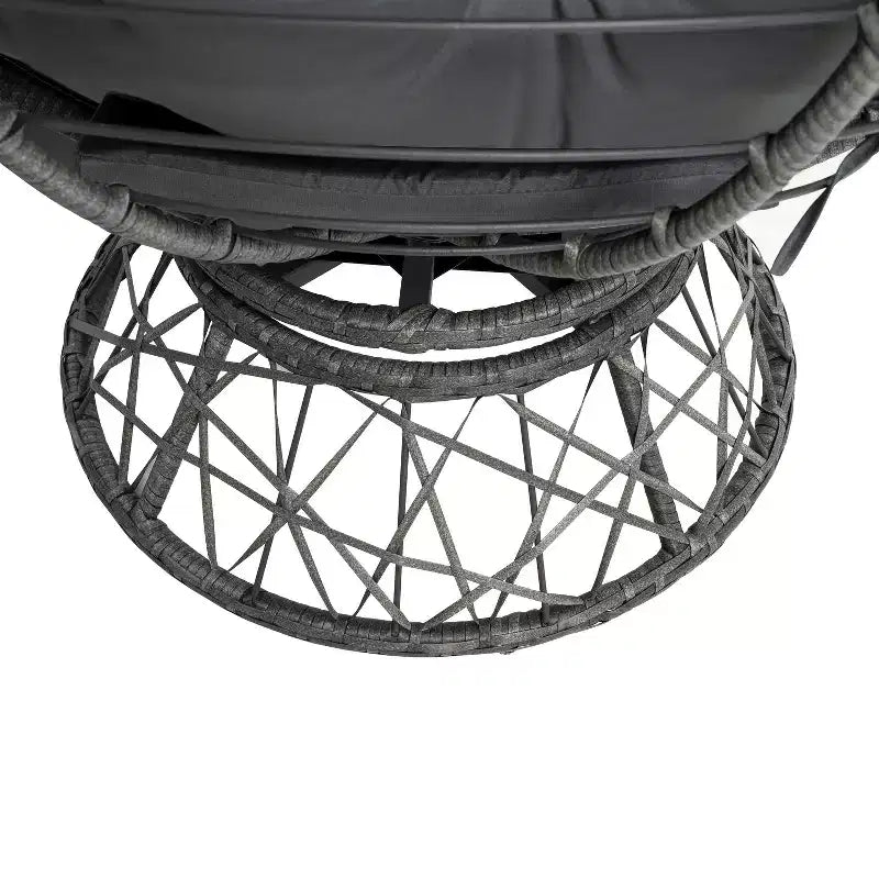 Home Imports Emporium Poltrona Papasan in Vimini con Cuscino Oversize e Base Girevole Sedia a Sfera per Interni da Camera da Letto o Patio Coperto