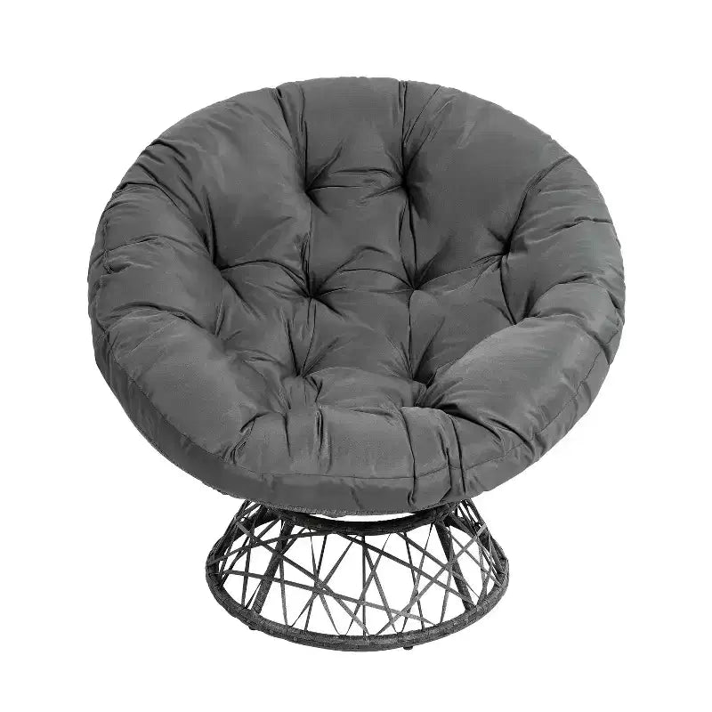 Home Imports Emporium Poltrona Papasan in Vimini con Cuscino Oversize e Base Girevole Sedia a Sfera per Interni da Camera da Letto o Patio Coperto