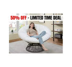Home Imports Emporium Poltrona Papasan in Vimini con Cuscino Oversize e Base Girevole Sedia a Sfera per Interni da Camera da Letto o Patio Coperto