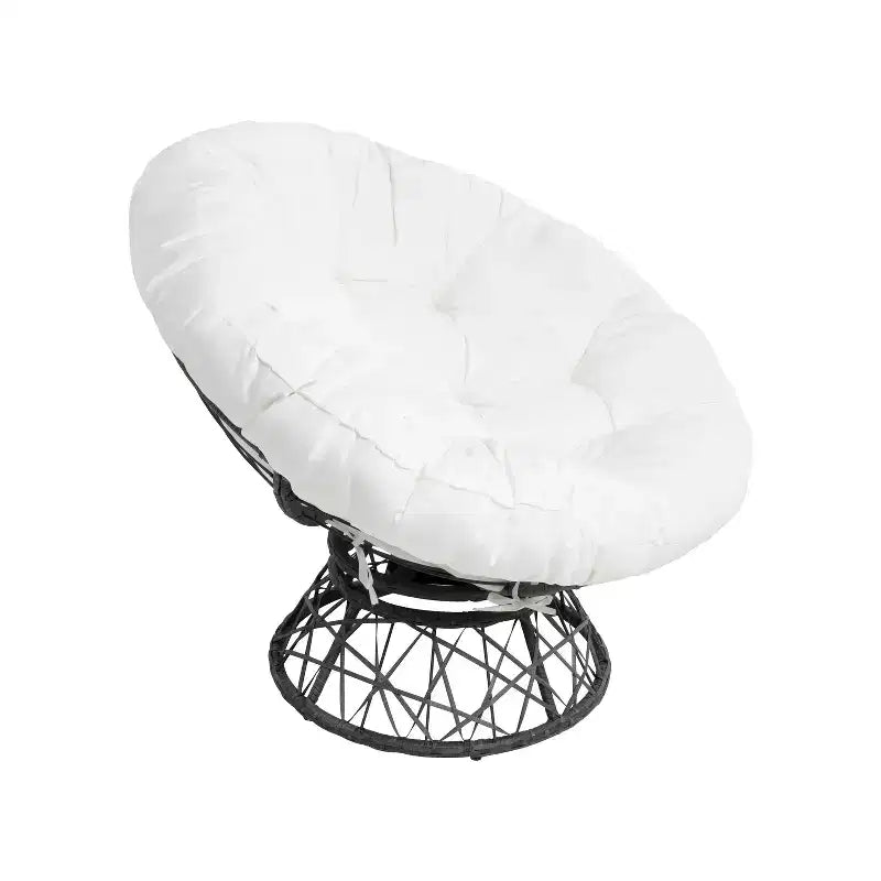 Home Imports Emporium Poltrona Papasan in Vimini con Cuscino Oversize e Base Girevole Sedia a Sfera per Interni da Camera da Letto o Patio Coperto