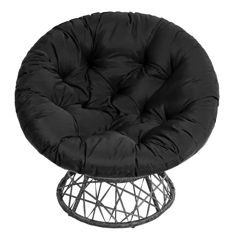 Home Imports Emporium Poltrona Papasan in Vimini con Cuscino Oversize e Base Girevole Sedia a Sfera per Interni da Camera da Letto o Patio Coperto
